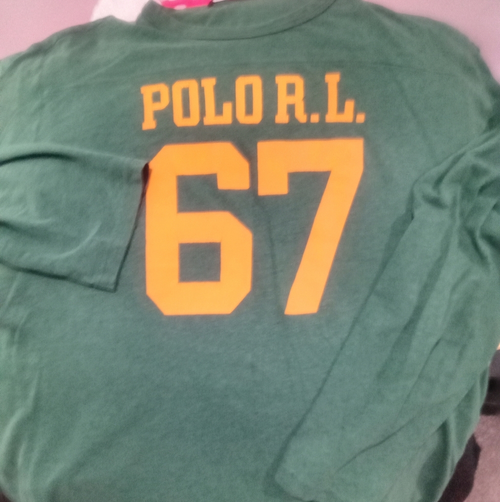 Polo by Ralph Lauren Green Long Sleeve Tee with Yellow Print